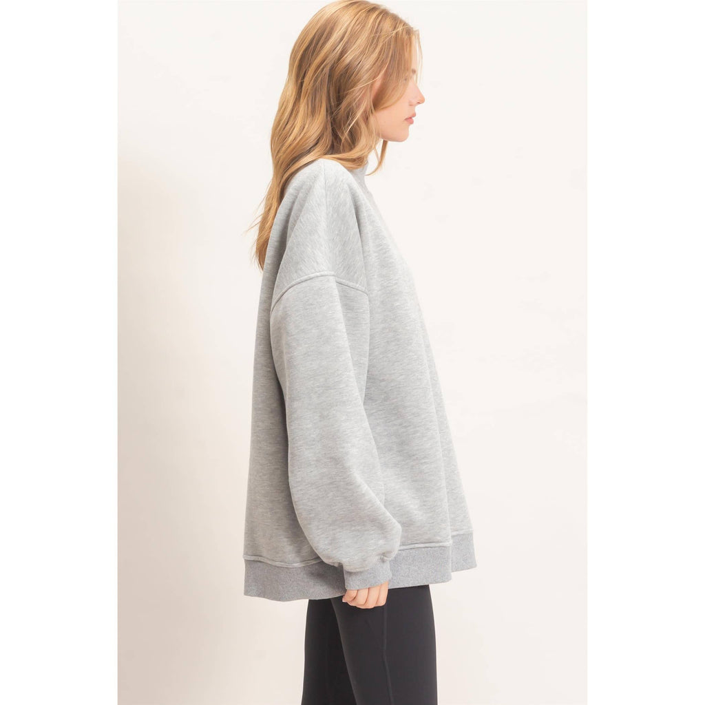 Enzyme Washed Mock Neck Sweatshirt
