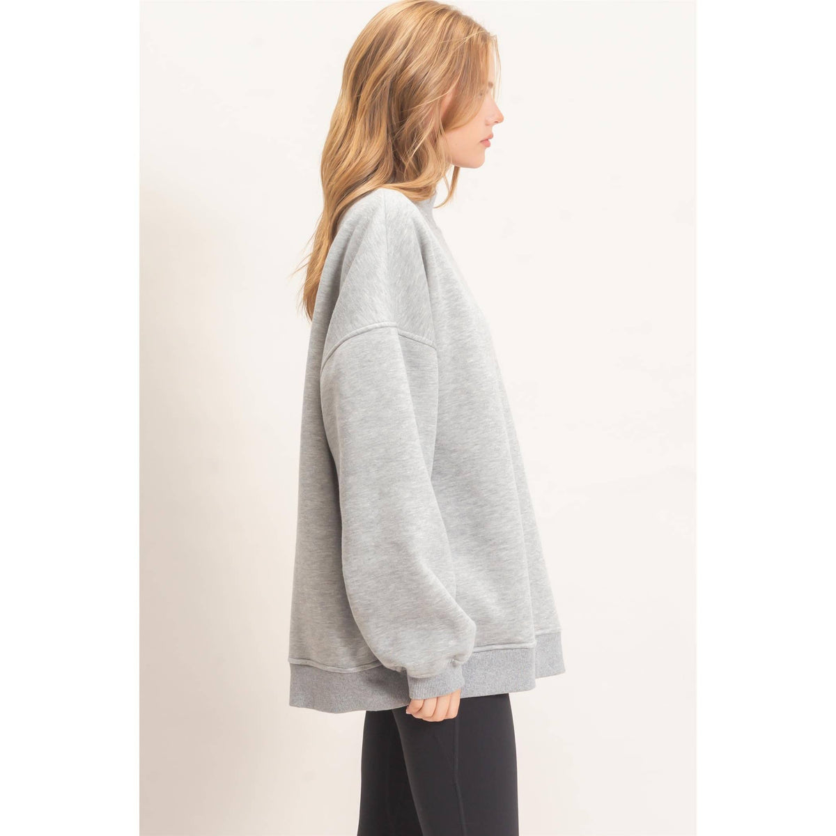 Enzyme Washed Mock Neck Sweatshirt