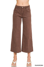 Mid Rise Wide Leg Cropped Color Denim Pants