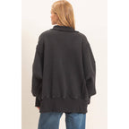 Mineral Wash Snap Collar Pullover