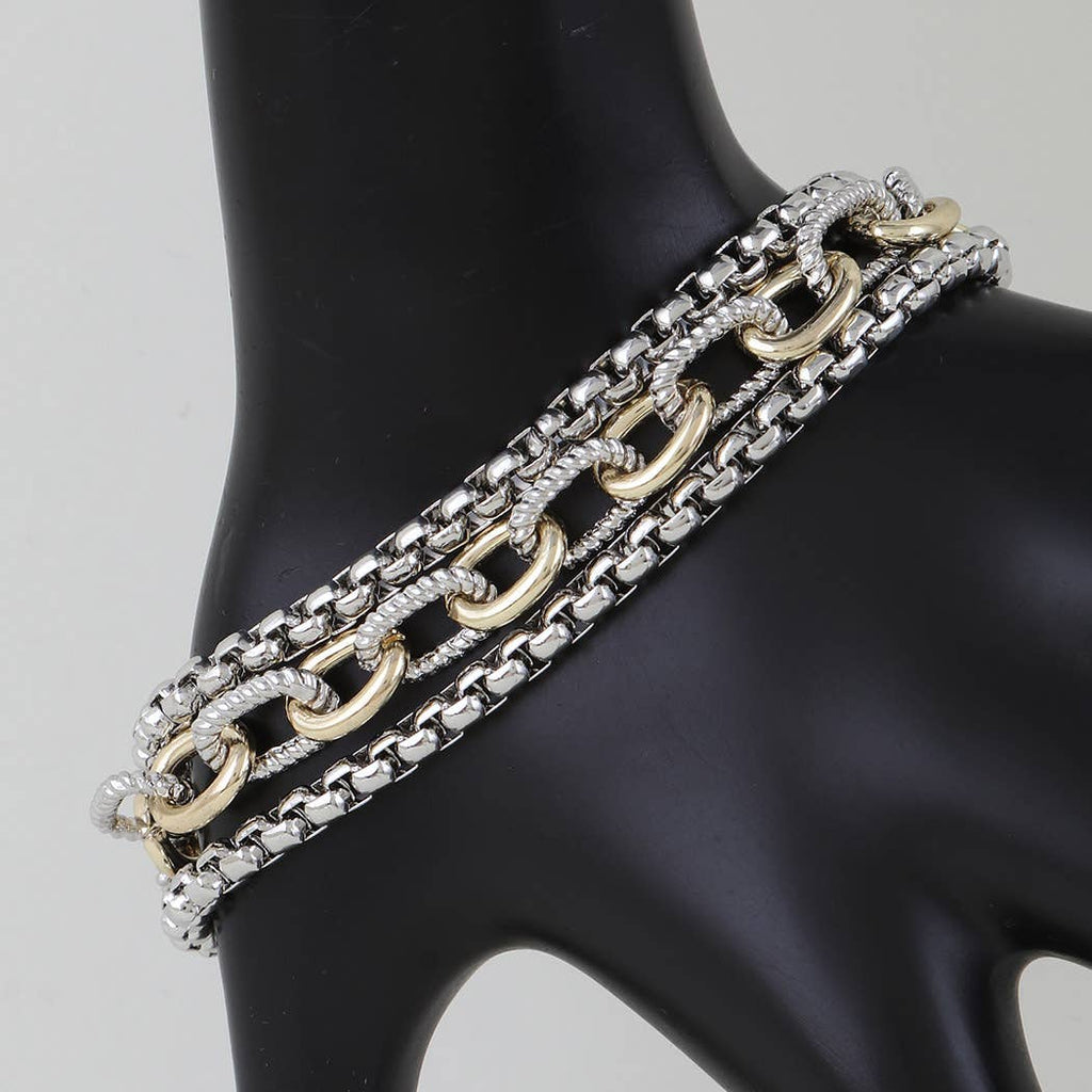 Triple Box Link Chain Bracelet
