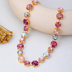 Multi-Tone Pink and Purple Crystal Tennis Necklace| 80N93416