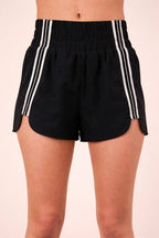 NP70720-Striped Trim Detail Activewear Shorts