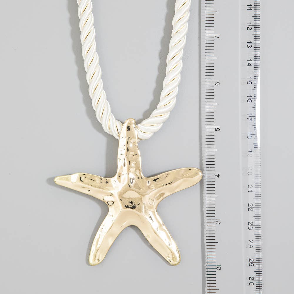 Starfish Twisted Cord Statement Necklace