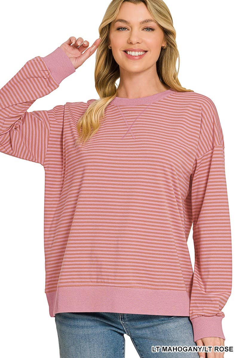 Striped Rib Banded Pullover