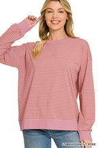 Striped Rib Banded Pullover