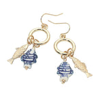 Nautical Fish Charm Drop Earrings