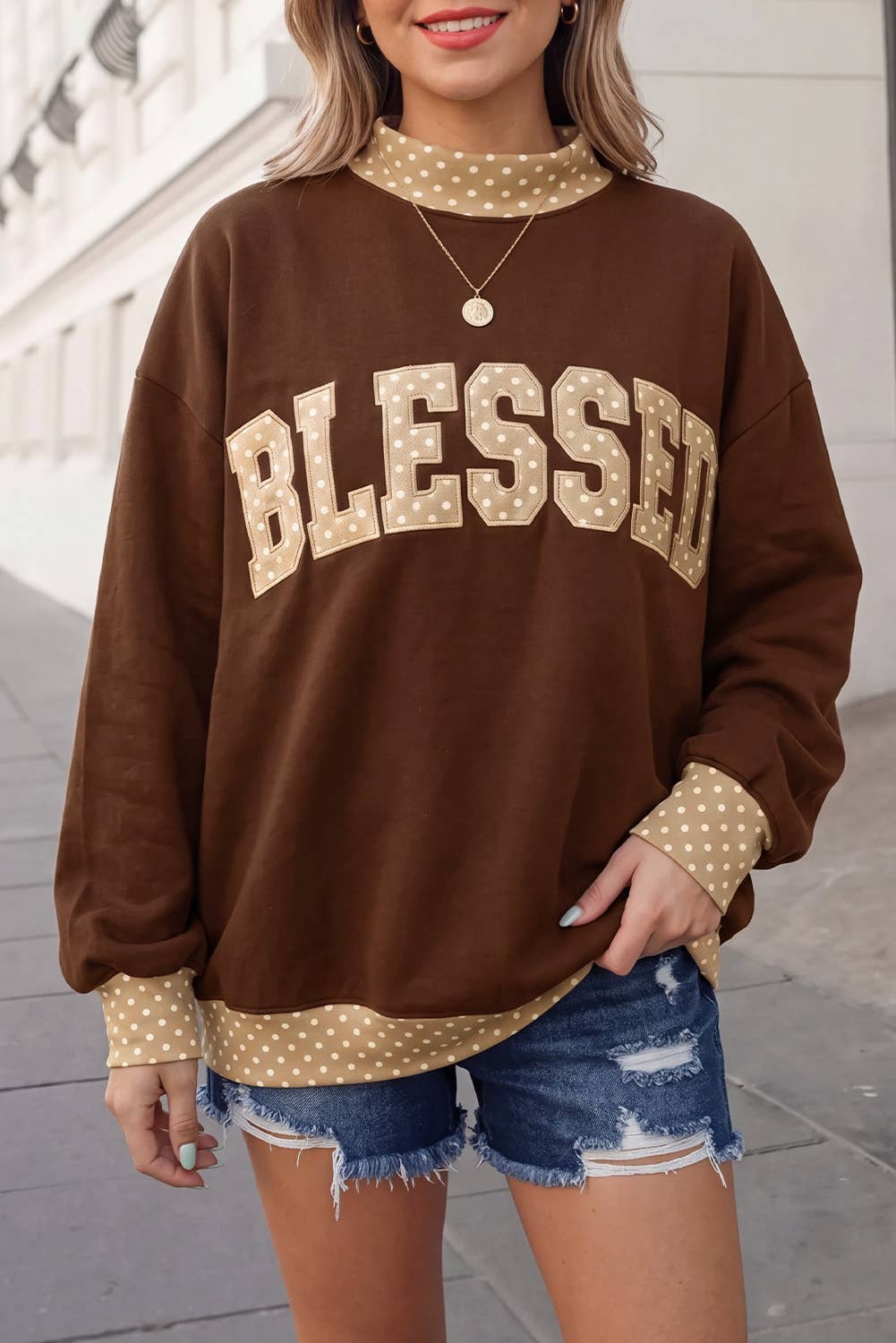 BLESSED Graphic Mockneck Oversized Sweatshirt | S-4X