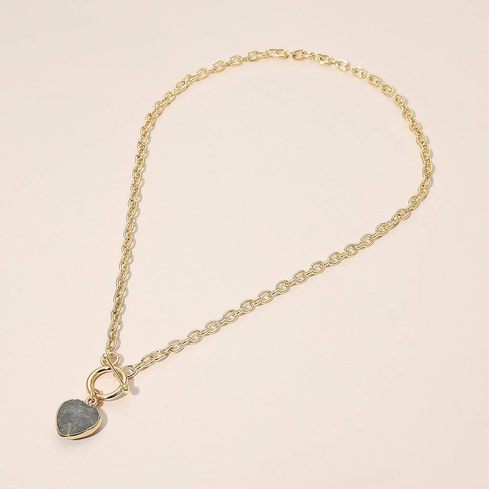 Heart Charm Pendant Toggle Necklace