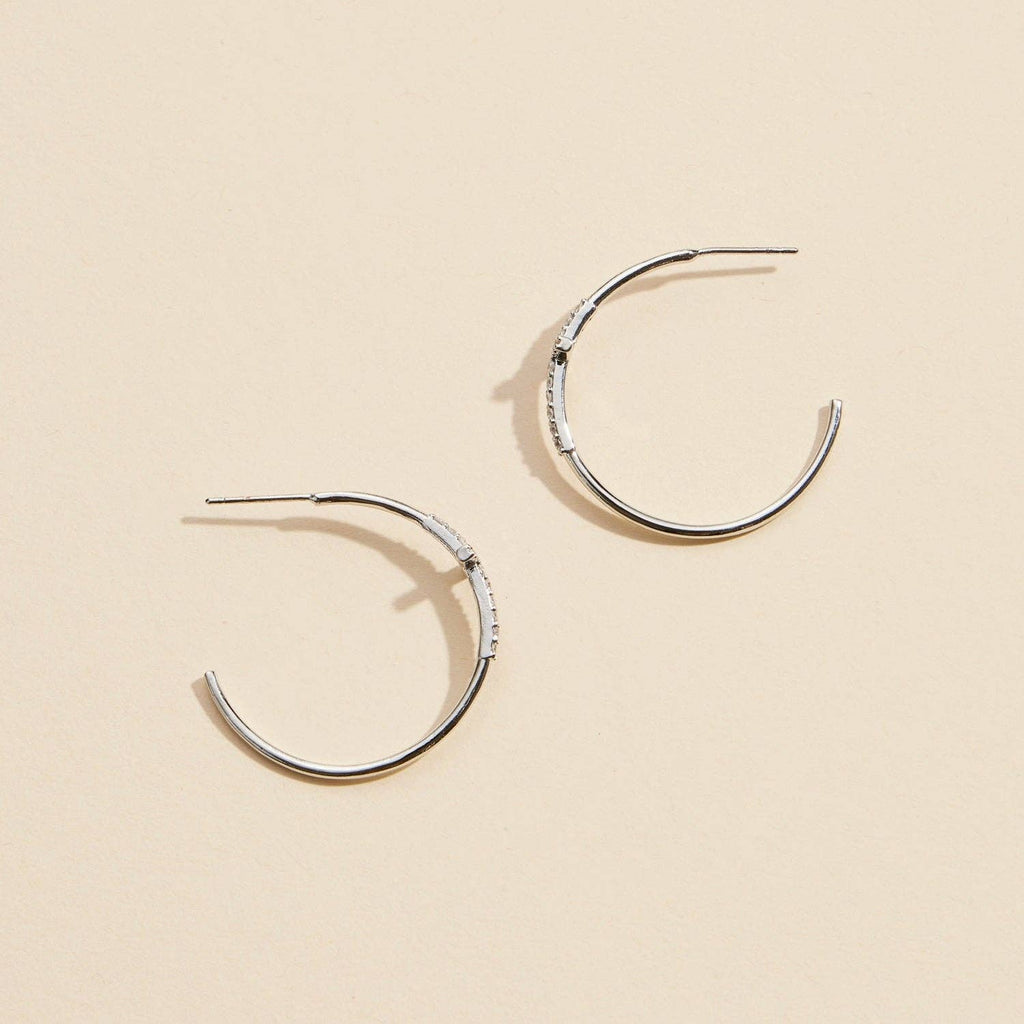 Gold Dipped CZ Cross Open Hoop Earrings