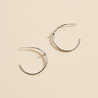 Gold Dipped CZ Cross Open Hoop Earrings
