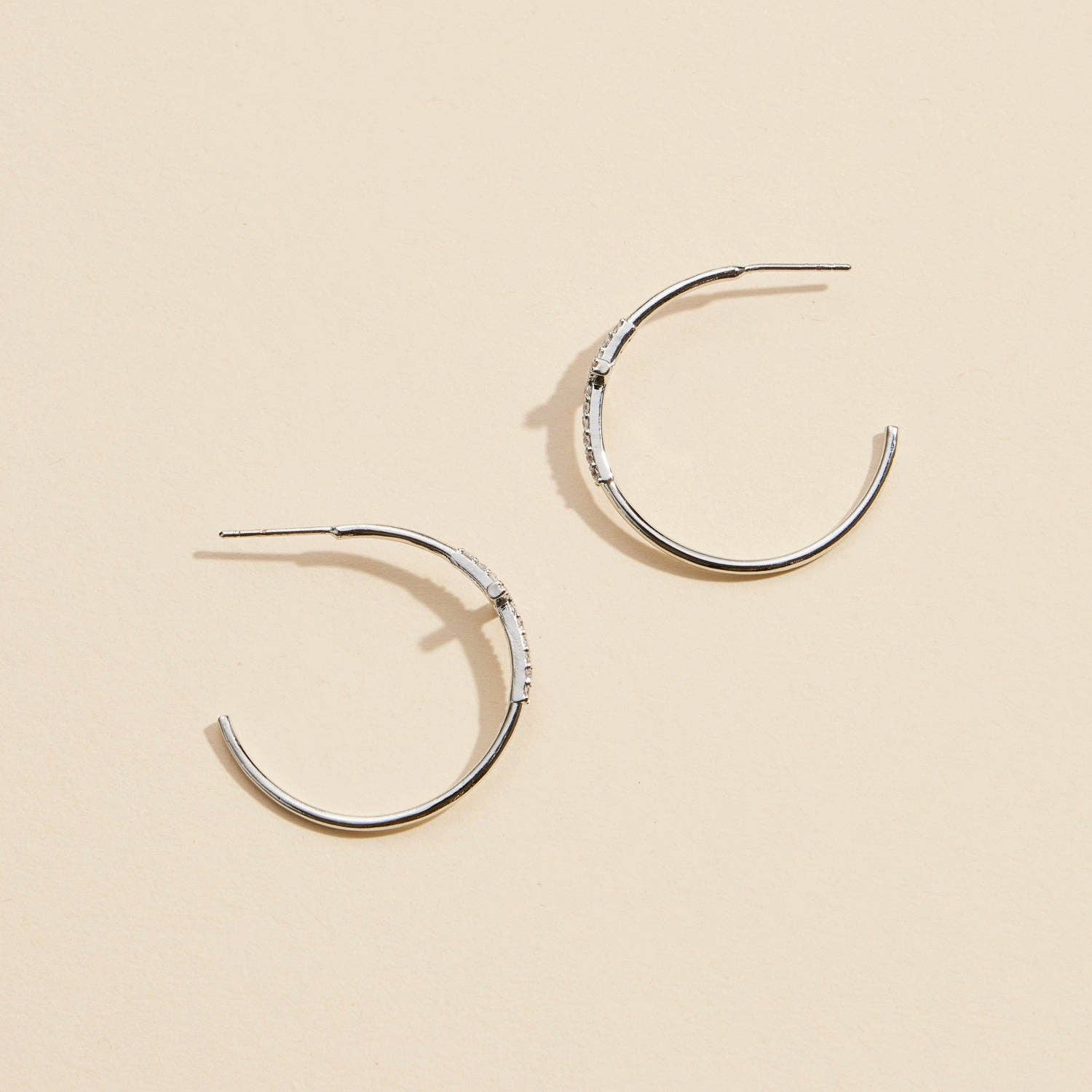 Gold Dipped CZ Cross Open Hoop Earrings