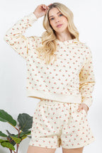 Cherry Print Sweat and Short Set