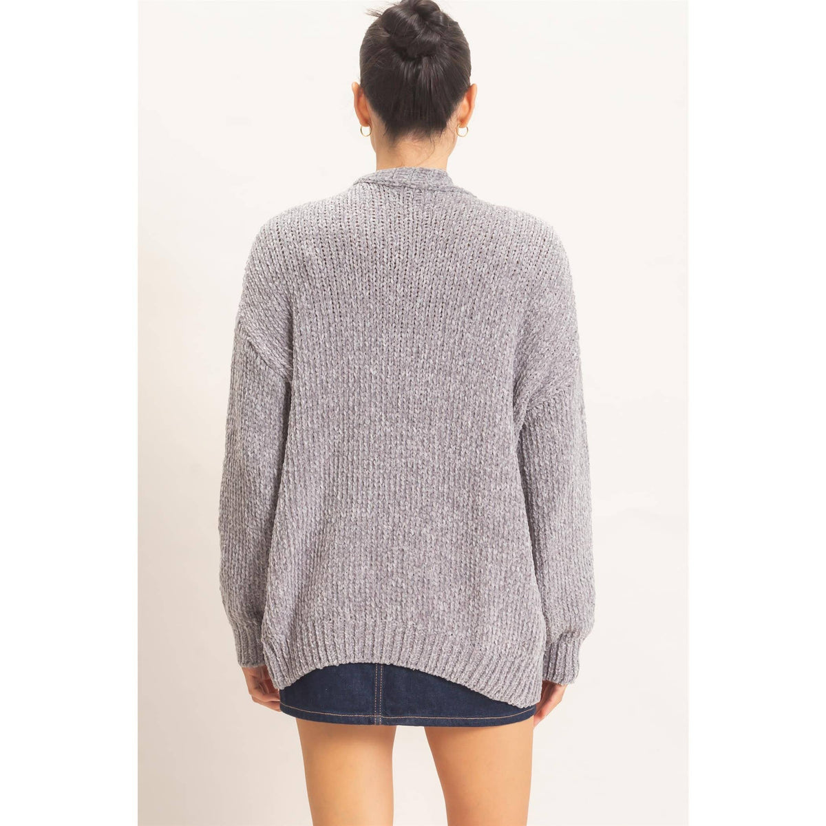 Patch Pocket Chenille Cardigan