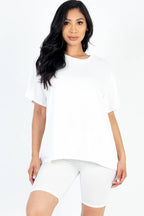 Loose Fit Top Oversize Shirts And Bike Shorts Set
