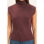 Sleeveless High Neck Knit Top