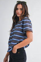 8510HN Striped Boxy Short Sleeve Tee