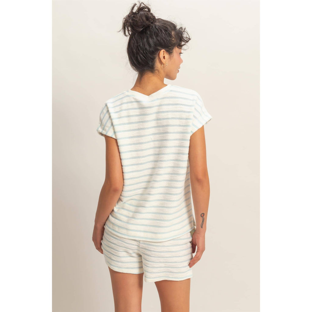 Striped Round Neck Short Sleeve Top