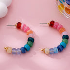 Rainbow Beaded Hoop Earrings | 80E61634