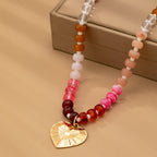 MULTI BEADED CHAIN HEART CHARM NECKLACE | 80N92630