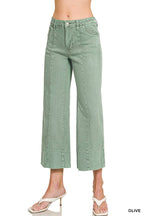 Mid Rise Wide Leg Cropped Color Denim Pants Zenana