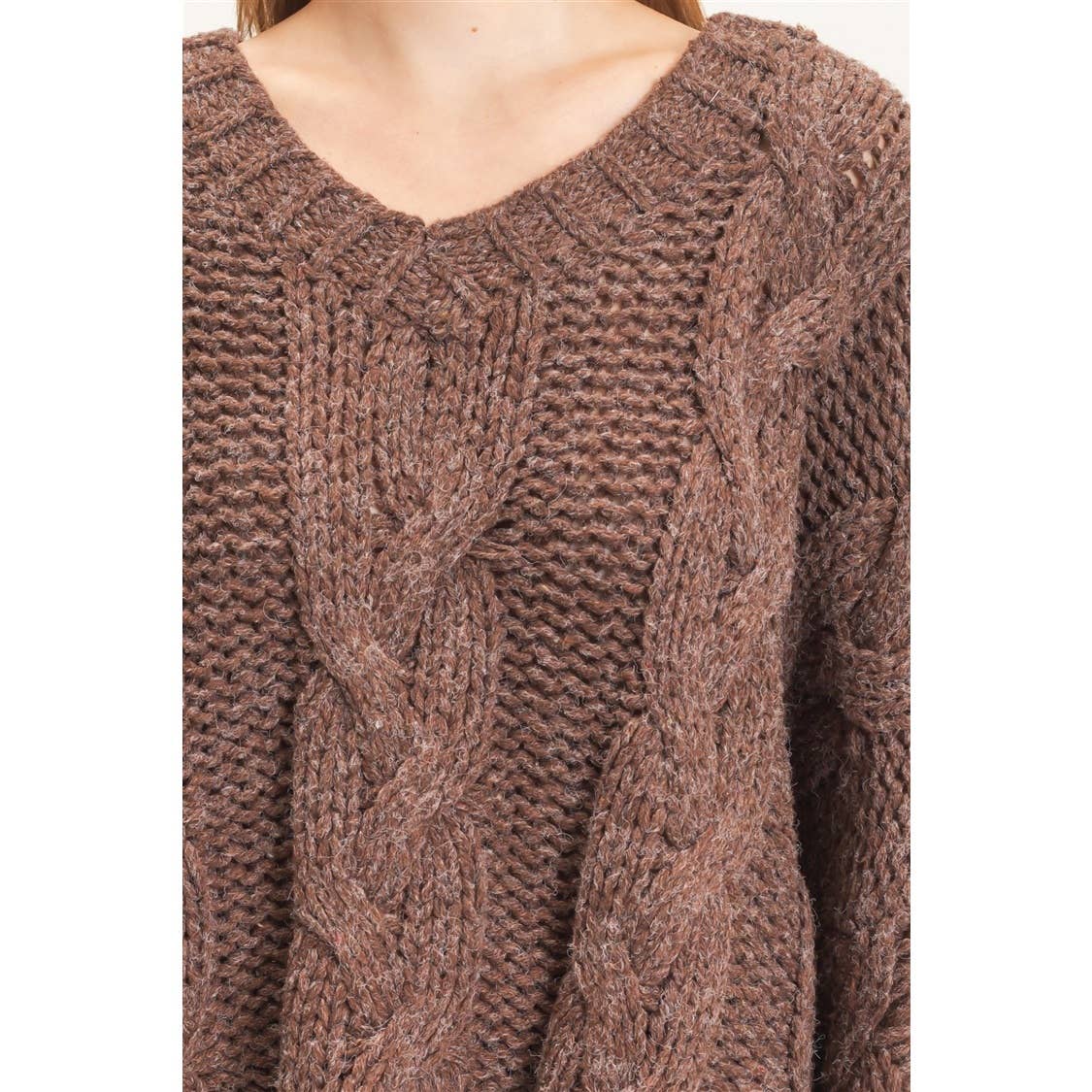 Cable Knit V-Neck Sweater