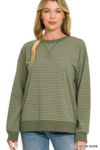 Striped Rib Banded Pullover