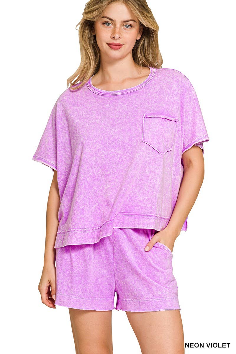 Halo Snow Washed Boxy Top N Shorts Set