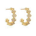 Floral Clover Rhinestone Semi-Hoop Earrings | 40E515