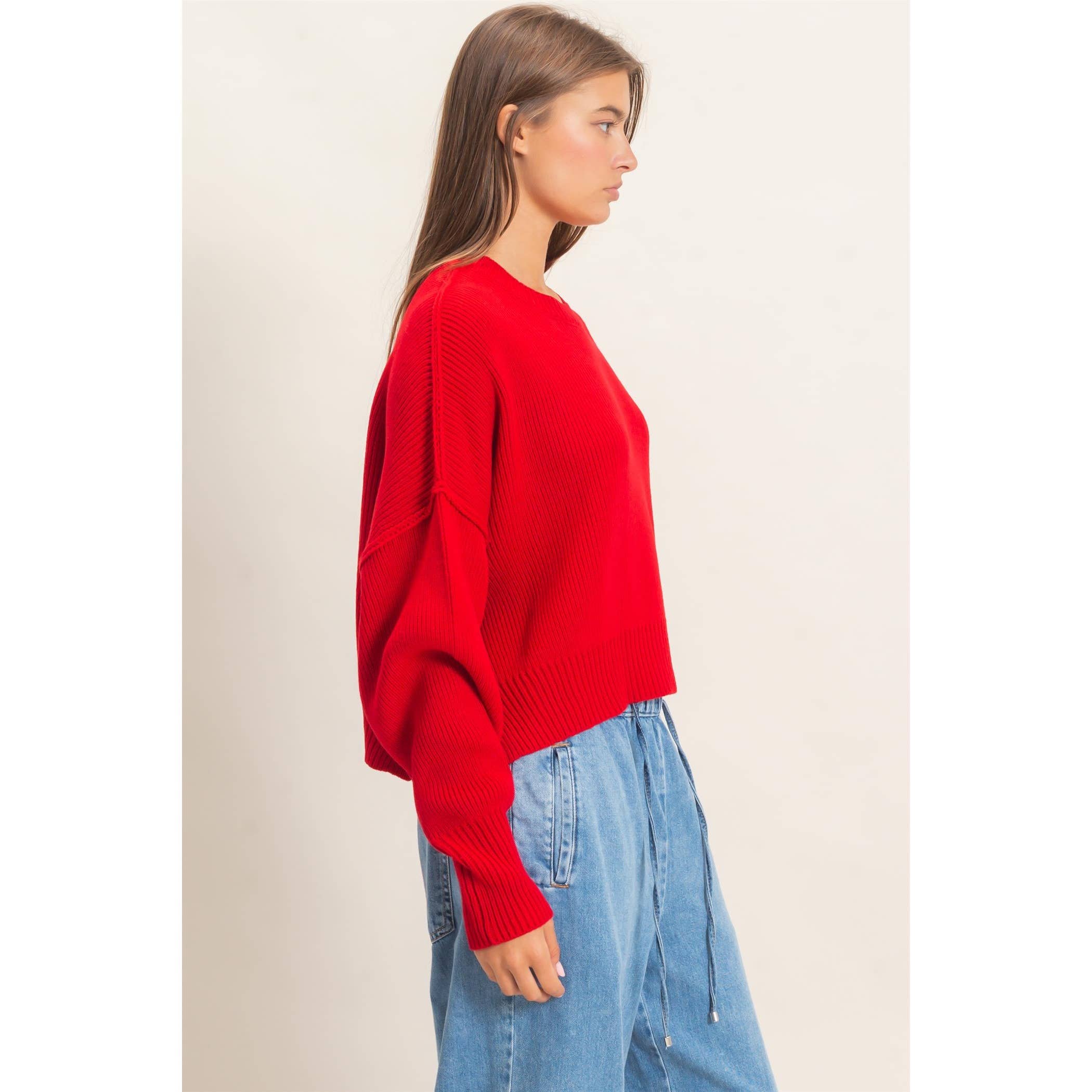 Ribbed Drop Shoulder Sweater
