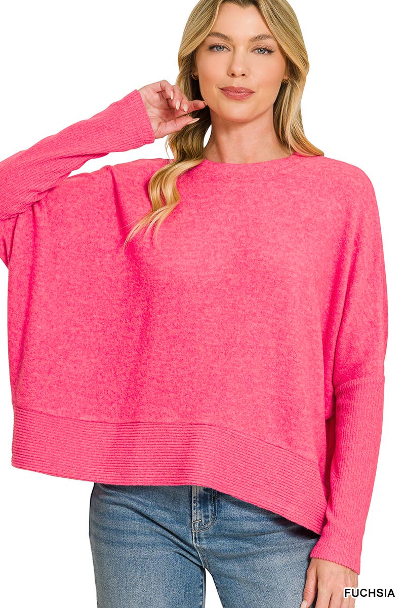 Brushed Melange Hacci Dolman Sleeve Sweater