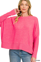Brushed Melange Hacci Dolman Sleeve Sweater