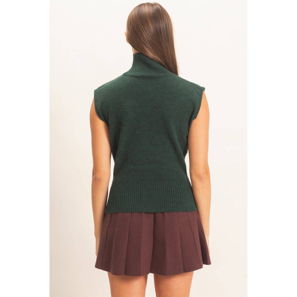 Sleeveless High Neck Knit Top