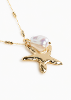 Gold Starfish Pearl Necklace