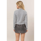 Striped Zip-Up Knit Top