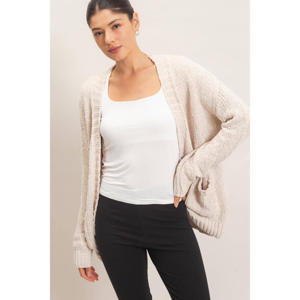 Patch Pocket Chenille Cardigan