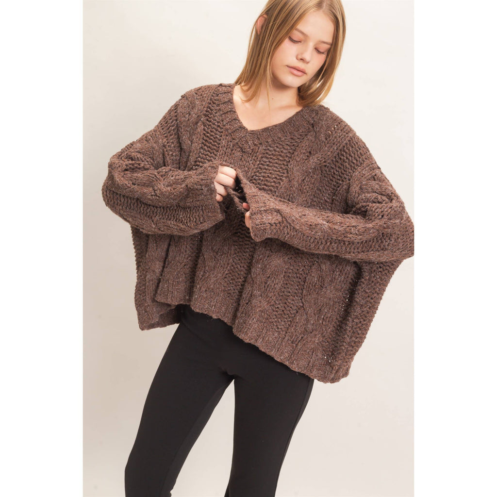 Cable Knit V-Neck Sweater