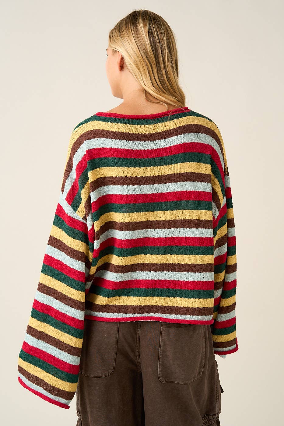 MULTICOLOR STRIPED SWEATER KNIT TOP
