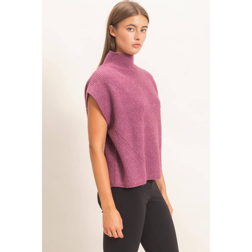 Sleeveless High Neck Sweater