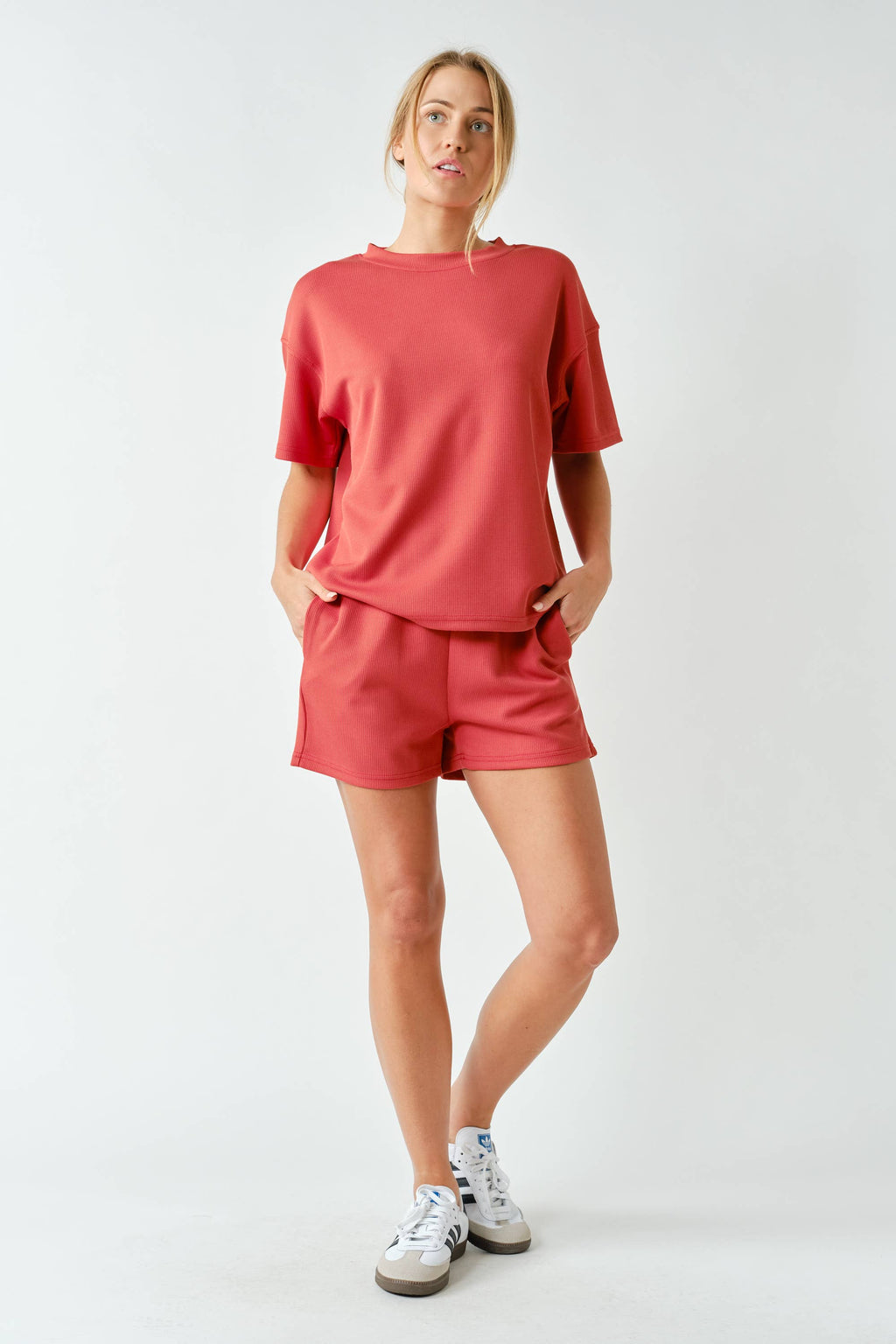 Luxe Sand Wash Rib Classic Tee Set