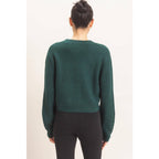 Rhinestone Bow Tie-Front Sweater