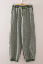 NT12845SET-Contrast Rib Trim Heathered Knit Lounge Set