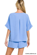 Woven Airflow Top And Shorts Set