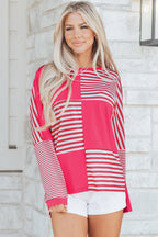 Stripe Patchwork Long Sleeve Tunic Top