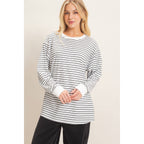 Striped Long Sleeve Crew Neck Top