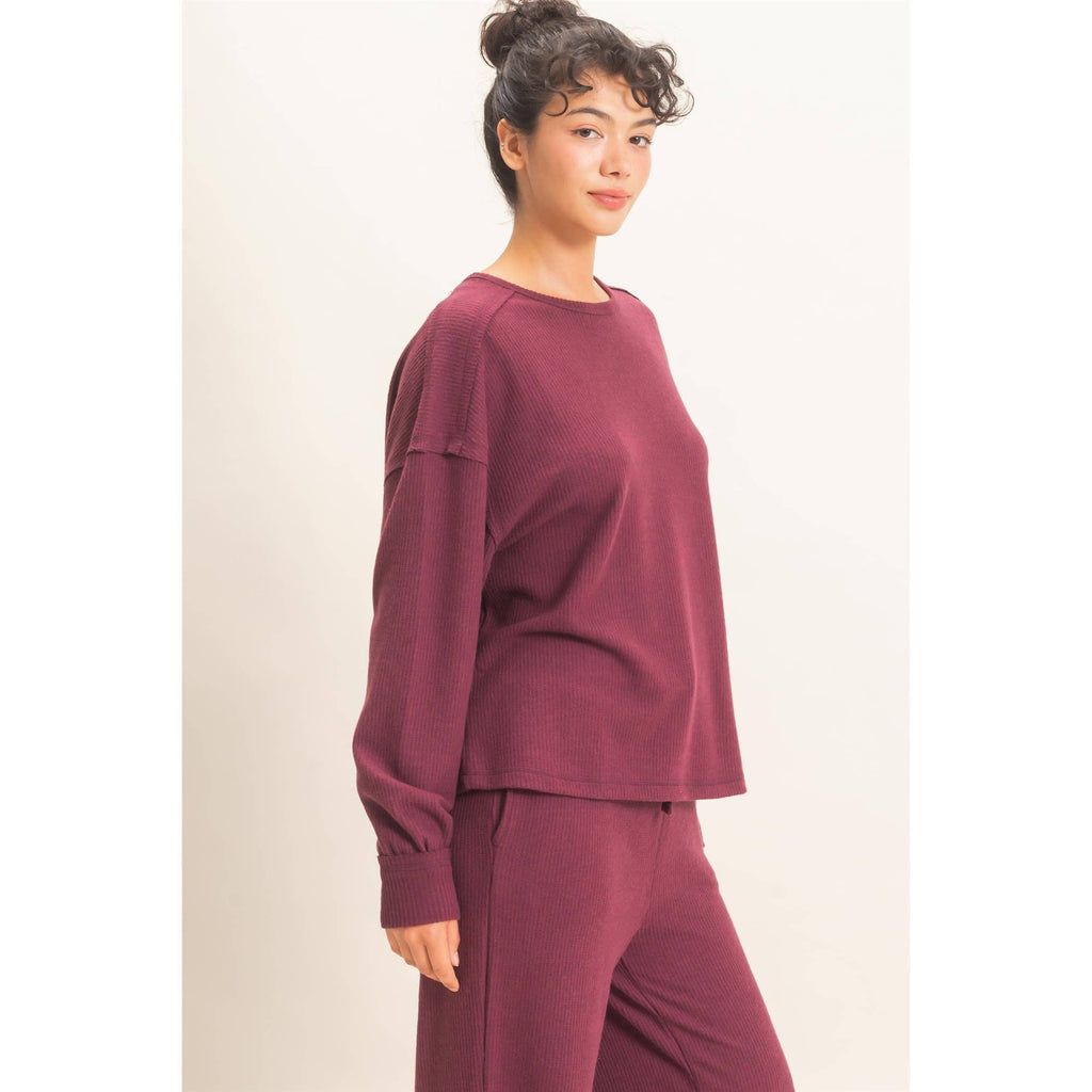 Raw Edge Waffle Sweatshirt