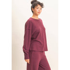 Raw Edge Waffle Sweatshirt
