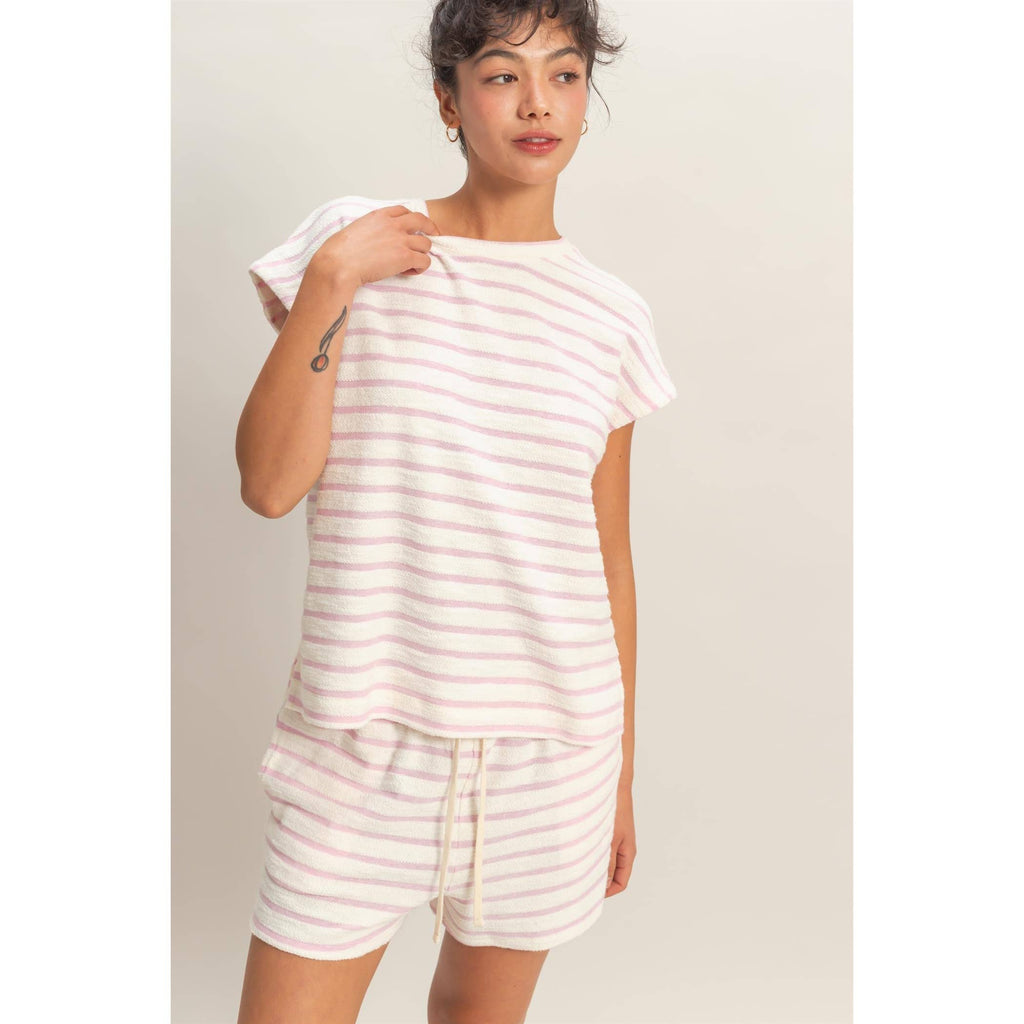 Striped Round Neck Short Sleeve Top