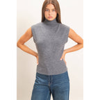 Sleeveless High Neck Knit Top
