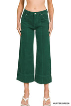 Mid Rise Wide Leg Cropped Color Denim Pants Zenana